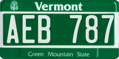 VT license plate AEB787
