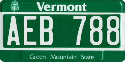 VT license plate AEB788