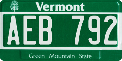 VT license plate AEB792