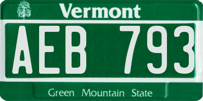 VT license plate AEB793