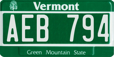 VT license plate AEB794
