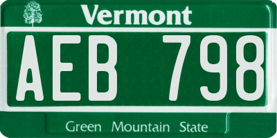 VT license plate AEB798