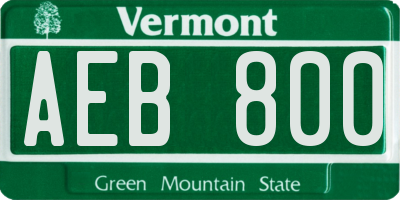 VT license plate AEB800
