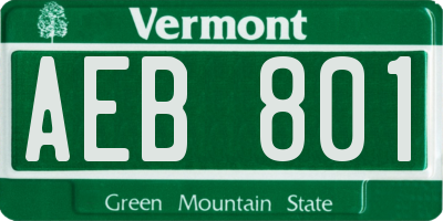 VT license plate AEB801