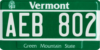 VT license plate AEB802
