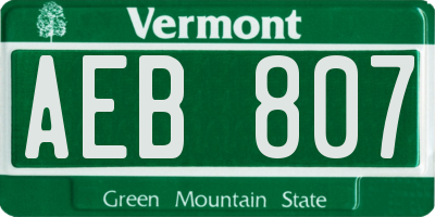 VT license plate AEB807