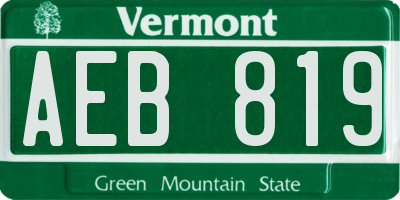 VT license plate AEB819