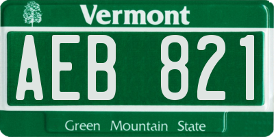 VT license plate AEB821