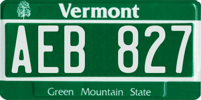 VT license plate AEB827