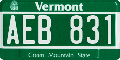 VT license plate AEB831