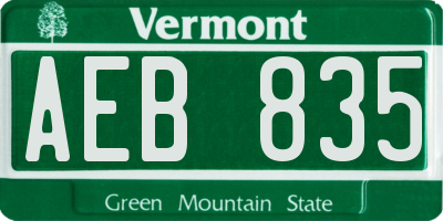 VT license plate AEB835