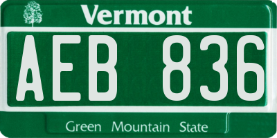 VT license plate AEB836