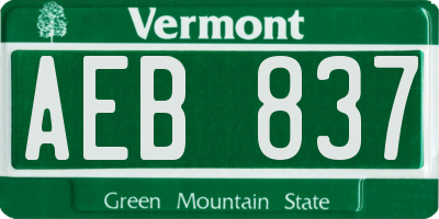 VT license plate AEB837