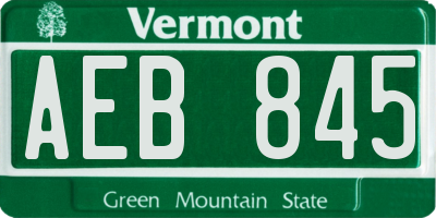 VT license plate AEB845