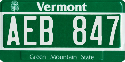 VT license plate AEB847