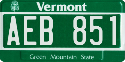 VT license plate AEB851
