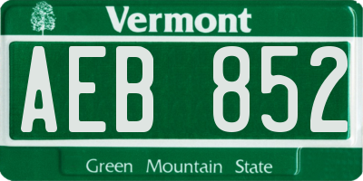 VT license plate AEB852