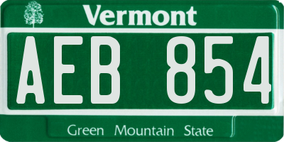 VT license plate AEB854