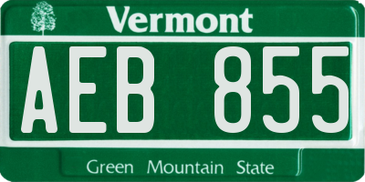 VT license plate AEB855