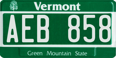 VT license plate AEB858