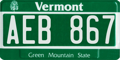 VT license plate AEB867