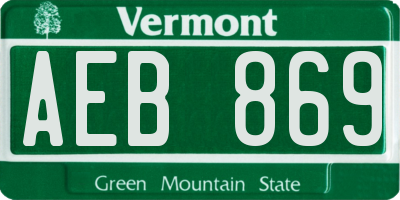VT license plate AEB869