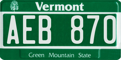 VT license plate AEB870