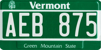 VT license plate AEB875