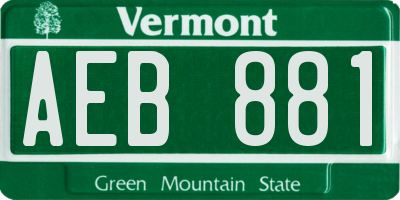 VT license plate AEB881