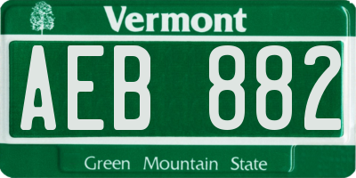 VT license plate AEB882