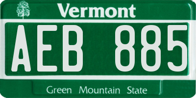 VT license plate AEB885
