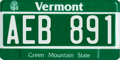VT license plate AEB891