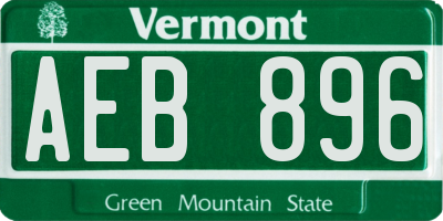 VT license plate AEB896