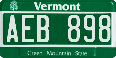 VT license plate AEB898