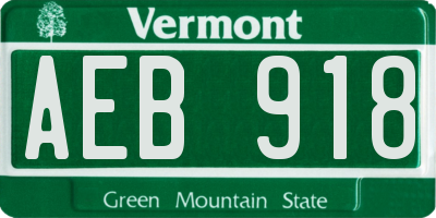 VT license plate AEB918