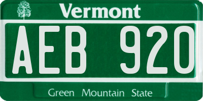 VT license plate AEB920