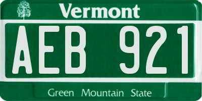 VT license plate AEB921