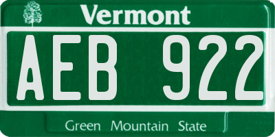 VT license plate AEB922