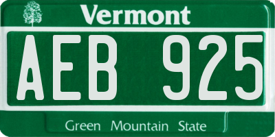 VT license plate AEB925