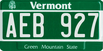 VT license plate AEB927