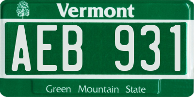 VT license plate AEB931