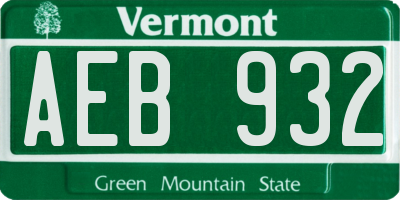 VT license plate AEB932