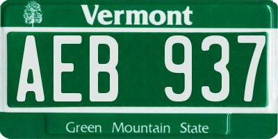 VT license plate AEB937