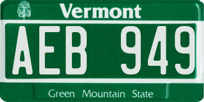 VT license plate AEB949