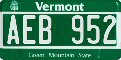 VT license plate AEB952