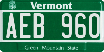 VT license plate AEB960