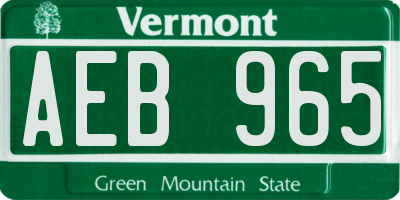 VT license plate AEB965