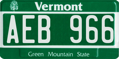VT license plate AEB966