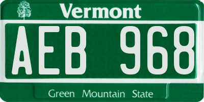 VT license plate AEB968
