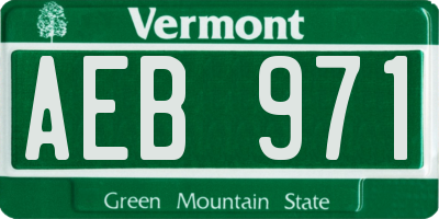 VT license plate AEB971